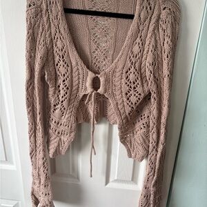VENUS Crochet Knit Cardigan - Brown